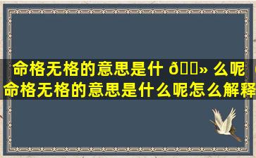 命格无格的意思是什 🌻 么呢（命格无格的意思是什么呢怎么解释）